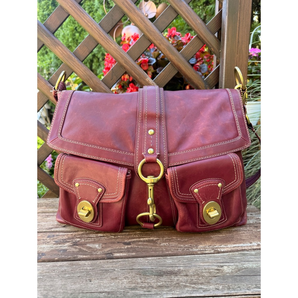 Coach Legacy Brooklyn Messenger XL Satchel Burgundy Leather Bag 11144 Y2K